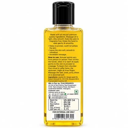 Unscented Massage Oil 100ml | Fragrance-Free Natural Body Massage Oil  | Lightweight, Non Greasy & Non-Sticky – Absorbs easily |  Ideal for Daily Massage