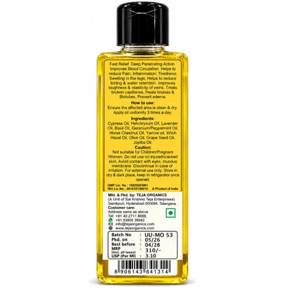 Varicose Veins Massage Oil 100ml (Spider Veins) |  Deep Penetrating Action | Improves Blood Circulation | Helps to reduce Pain; Inflammation; Swelling, Itching  in the legs