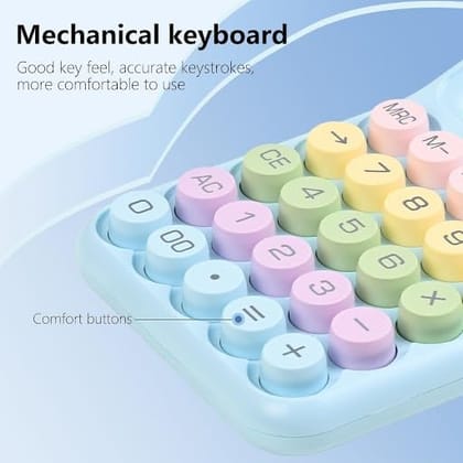 Colorful Calculator, Candy-Colored Electronic Desktop Calculators with 12Digit Large LCD Display and Big Round Buttons, Typewriter-Inspired Mechanical Key Calculator for Office,School, Home, Business