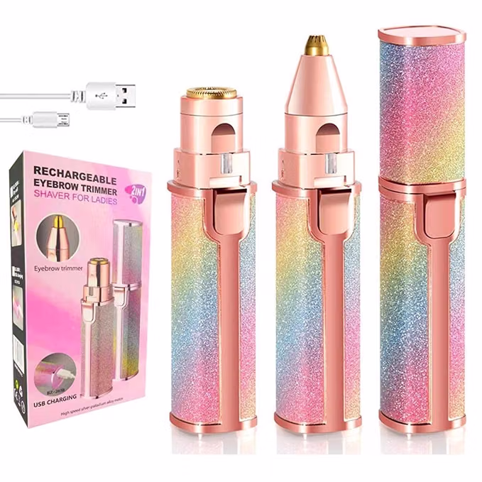 3-in-1 Facial Hair Remover for Women – Electric Facial Trimmer with Precision Head & Nose/Eyebrow Trimmer