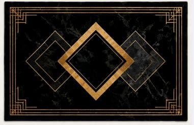 Black Marble & Gold Art Deco Rug
