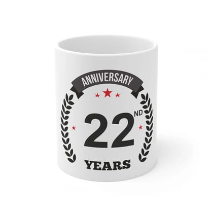 Generic Ceramic 22th Anniversary Printed Coffee Mug (Color: White, Capacity:330ml)