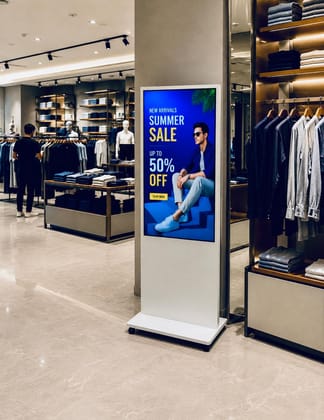 55" Tower-Type Digital Standee | 4K UHD Commercial Grade Display | Digital Signage with Pen Drive option | Cloud Content Update Software on Demand