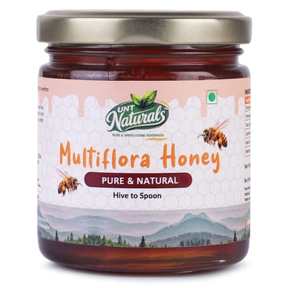 UNT Naturals Multiflora Honey 250g- Raw & Natural Honey- Pure, Unfiltered, Unprocessed Shahad- No Added Sugar- Naturally Contains Enzymes & Antioxidant- Ideal for Cooking, Baking & Daily Use