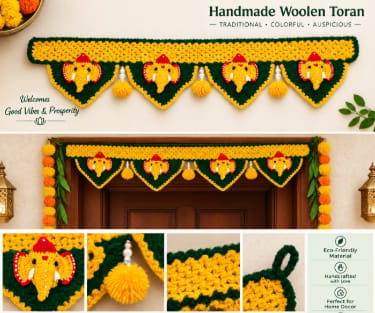 Handmade Woolen Ganesha Toran for Door Decoration