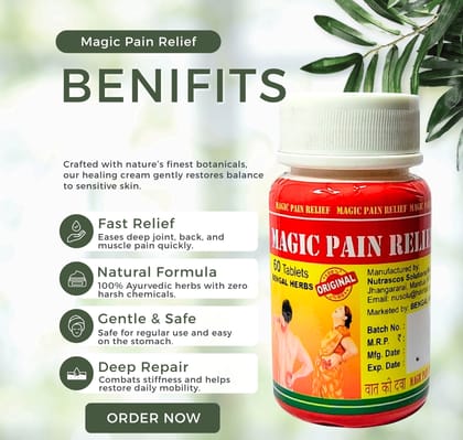Magic Pain Relief Tablet- 60 Tab Pack of 2 