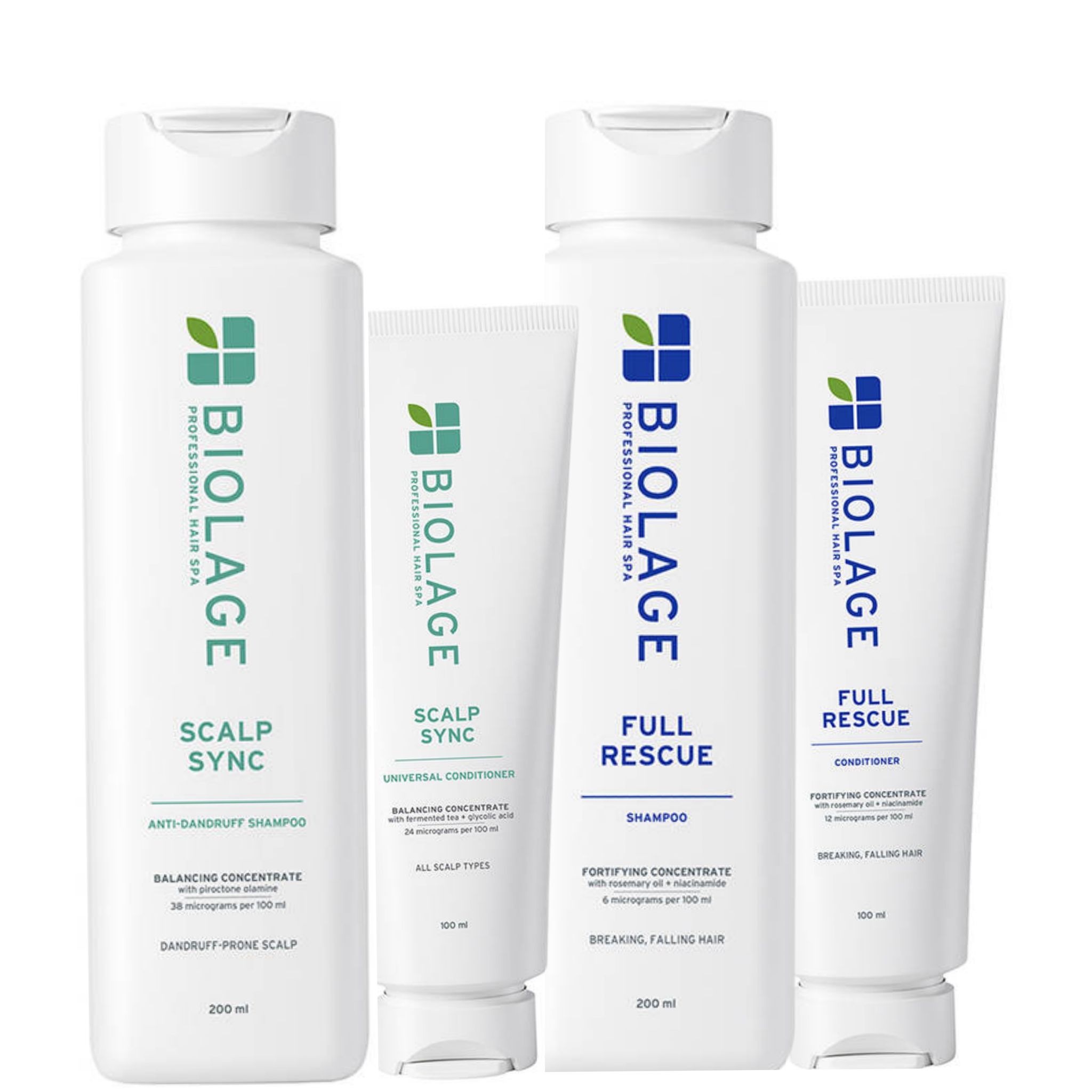 Biolage scalppure + full rescue Shampoo Conditioner COMBO Pack of 4