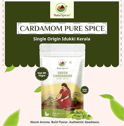 Hatu Spices Green Cardamom Pure Spice, 50gm