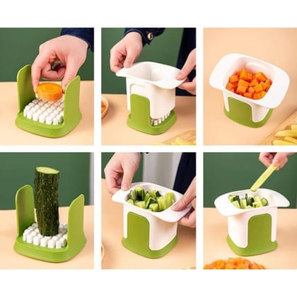 Generic   ABS Plastic Solid Hand Pressure Vegetable Chopper and Dicer (Green-White)
