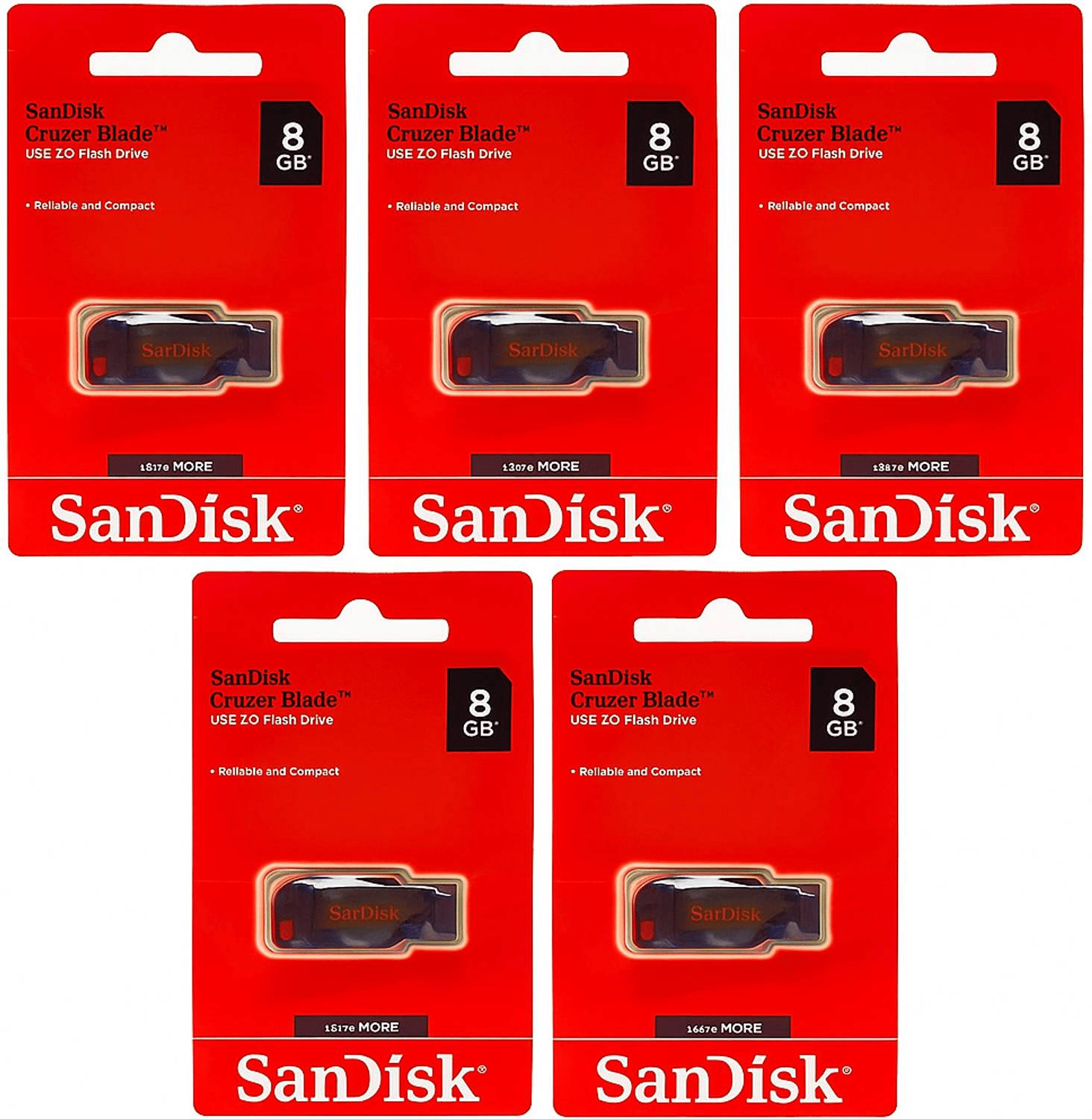 SanDisk Cruzer Blade USB 2.0 8gb Pendrive Pack of-5 8 GB Pen Drive Compatible with Audio Player, Desktop Computer, Gaming Console, Laptop, Mobile, Tablet, Netbook, Television USB 2.0 Plastic Case (Black, Red)
