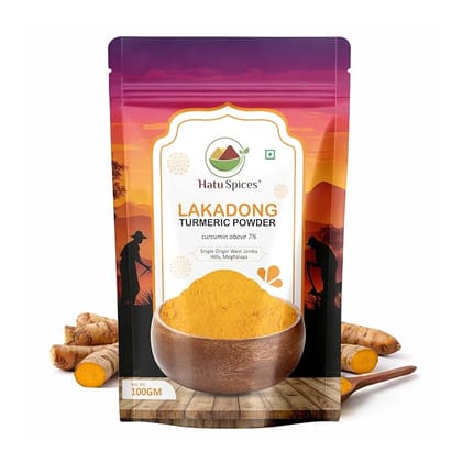 Hatu Spices Lakadong Turmeric Powder - 100g (Above 7% Curcumin)