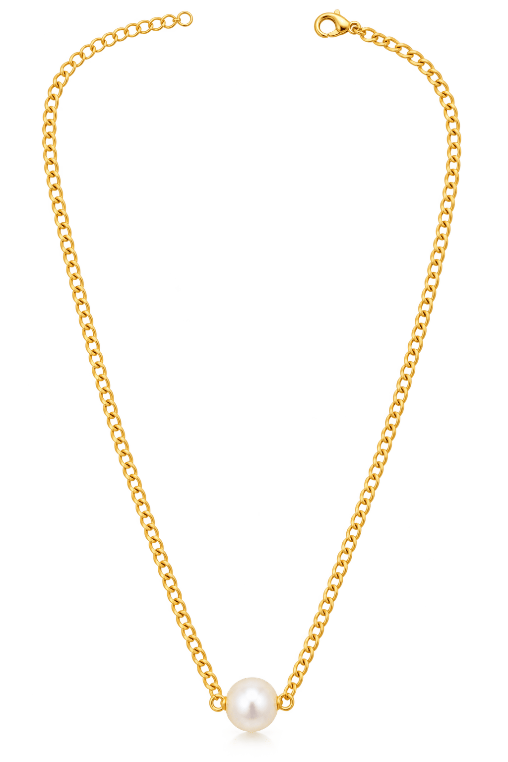 A V FASHION INDIA - Single Pearl Pendant Moti Necklace for Women & Girls with Gold Plated Chain Stylish Fashion Jewellery