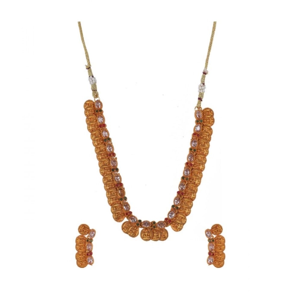 Generic   Women's Elegent Laxmi Coin Shape Jewellery Chowker Set (White, Free Size)