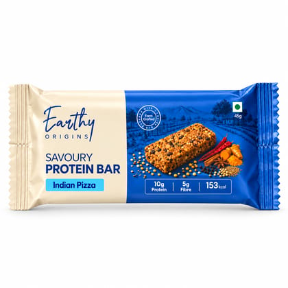 Earthy Origins Protein-Rich Savoury Bar – Indian Pizza Flavour, Pack of 6