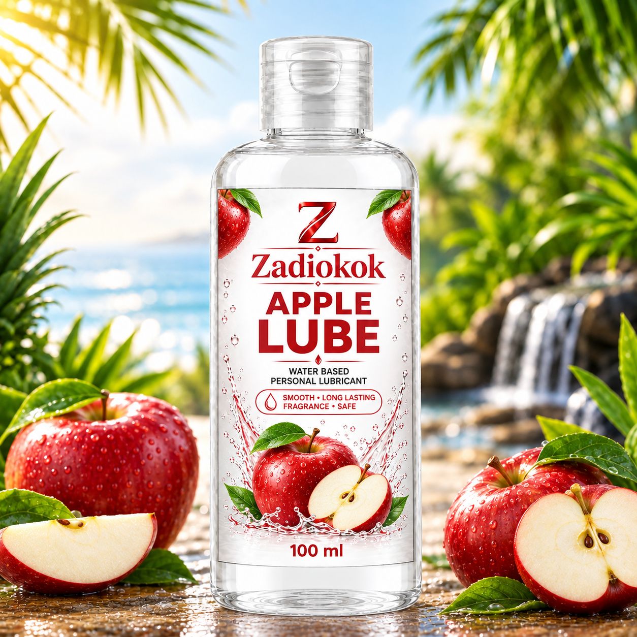 Zadiokok Apple Flavour Water Based Personal Lubricant Gel | Smooth & Long Lasting Lube | 100 ml (Pack of 1)