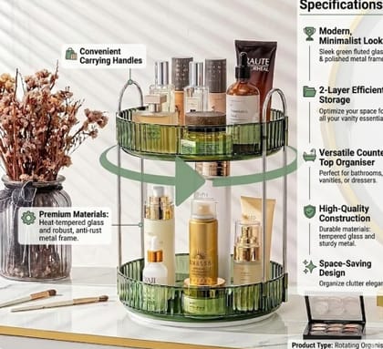 2 TIER ROTATING MAKEUP ORGANIZER
