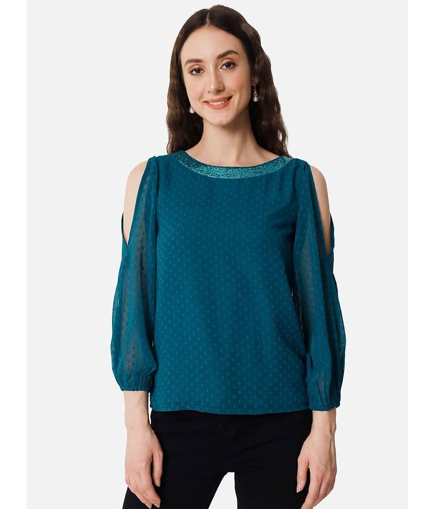 ALL WAYS YOU - Blue Georgette Women's Regular Top ( Pack of 1 )