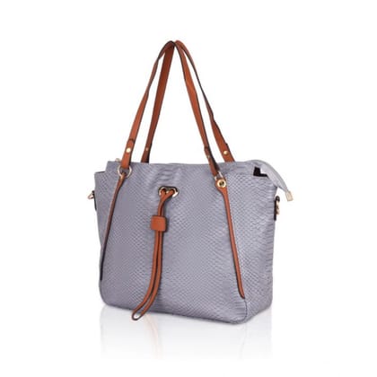 Generic Women's Faux Leather Textured&nbsp;Tote Bag (Grey)