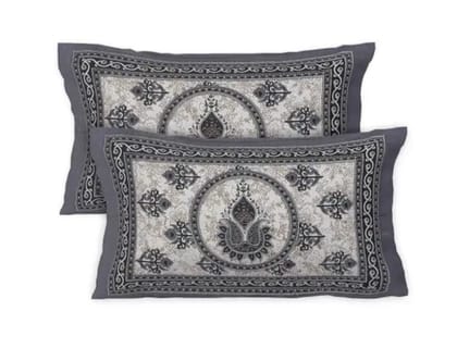 King Size Soft Cotton Bedsheet with 2 Pillow Covers,180TC. 90*100 inches | Black & White Floral Printed Double Bed Sheet | Elegant Cotton Bedding Set
