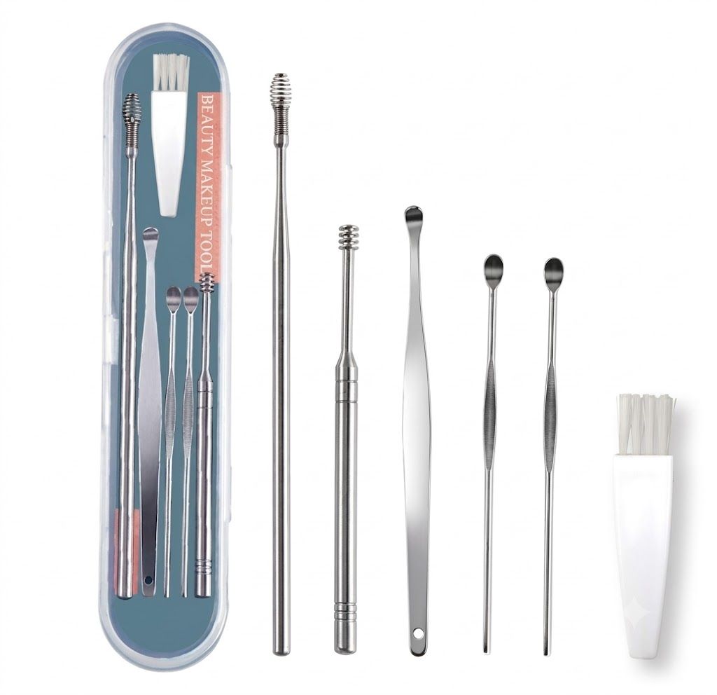 6-in-1 Stainless Steel Earwax Removal & Cleaner Kit with Portable Case