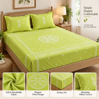 Lucknow Chikankari Art- Bedsheet (King Size)