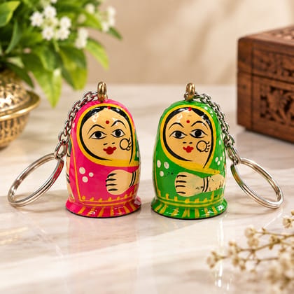 Artisan-Made Varanasi Wooden Lacquerware & Toys Keychain