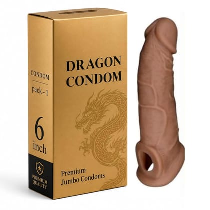 Premium Dragons Condom, 6 Inch, Silicone, Natural Color, for Men Ultra Soft | Long Lasted | Extra Pleasure Extra size | fill