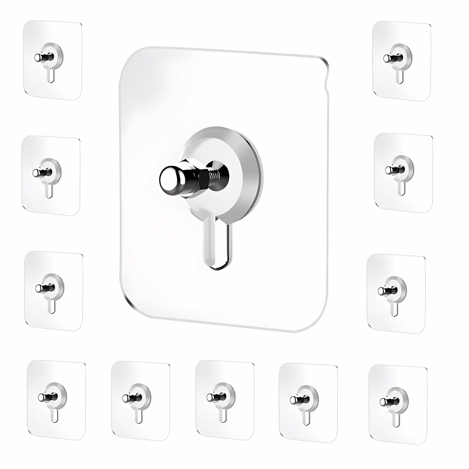 DEALZONE 10 Pcs Nail-Free Self-Adhesive Screw Wall Hooks for Hanging   