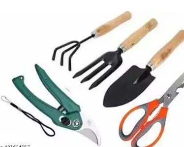 Dani Traders Garden Tool Set Big Trowel, Hand Fork, Hand Rake, Pruner/Cutter & Scissor for Gardening Garden Tool Kit Number of Tools: 5