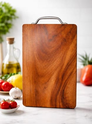 Wooden Chopping Board for Kitchen, Acacia Wood Cutting Board, Solid Single Piece Wood, Heavy Duty for Vegetable, Meat & Fruit Cutting, Knife Friendly Natural Wood Kitchen Board (30x20x1.8 cm)