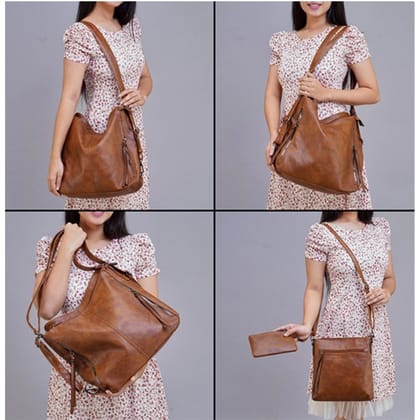 Generic Women's PU Leather Medium Shoulder Zipper Handbag (Brown)