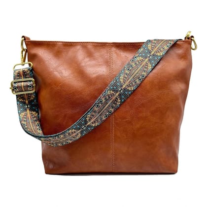Generic Women's PU Leather Medium Sling bag Zipper Handbag (Brown)