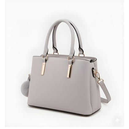 Generic Women's PU Leather Solid Shoulder Zipper Handbag (Grey)