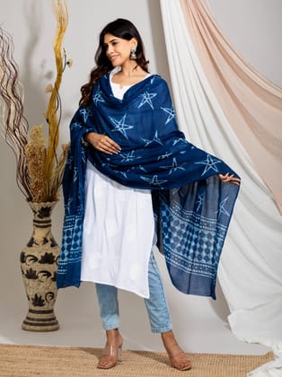 Celestial Star Indigo Block Print Dupatta