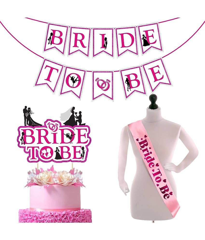 Zyozi  Bridal Shower & Bachelorette Party Set -Miss to Mrs Banner with Bride to Be Sash,Cake Topper(Pack of 3)