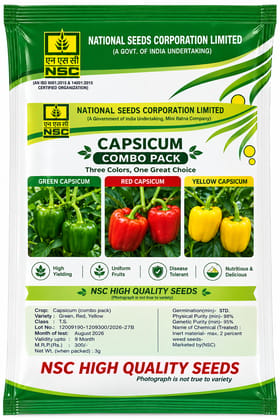 NSC Capsicum Seed Combo Pack (red, Yellow and Green)