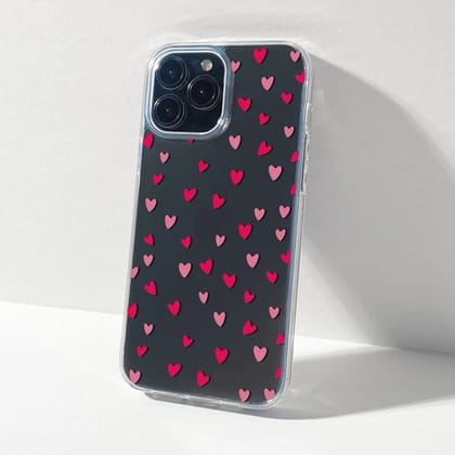 Pink Red Hearts Transparent Custom Slim Soft Cases