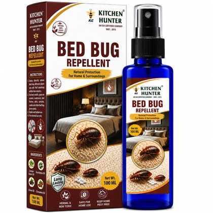 Kitchen Hunter Bed Bug Repellent Spray 100ml for Beds, Mattresses & Furniture | Easy-to-Use Household Spray