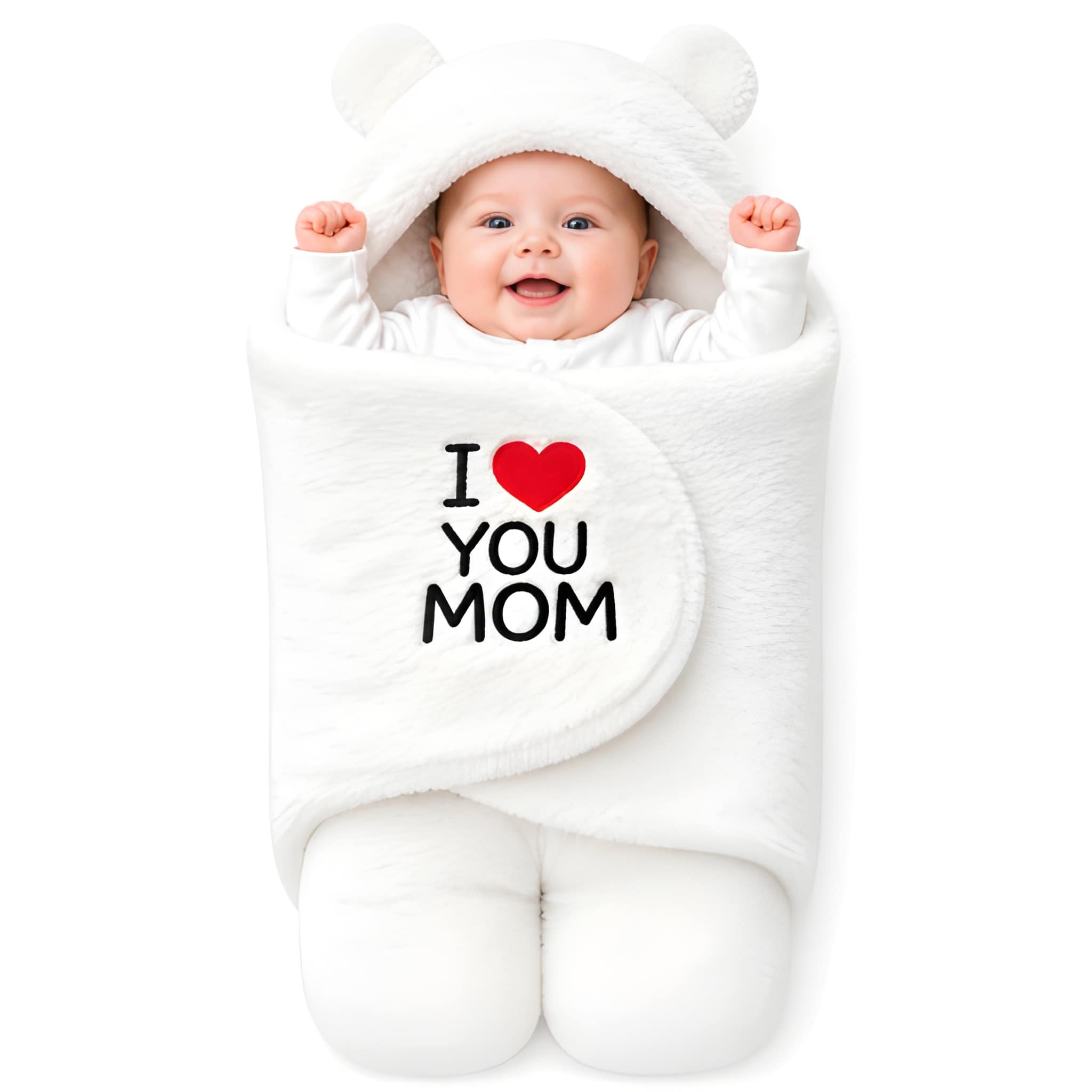 WUGO Hooded Wearable Swaddle Wrapper for Baby Boys & Girls | Soft & Cozy Baby Blanket Wrap | Newborn Baby Sleeping & Comfort Blanket (Original)