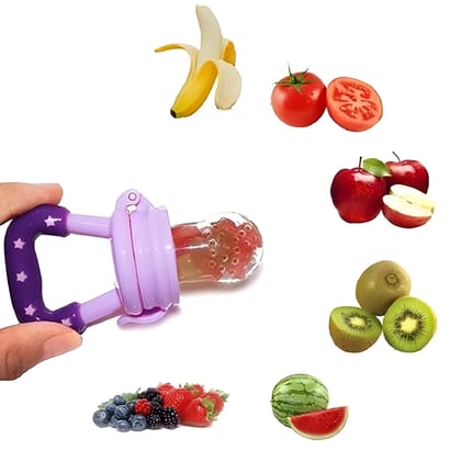 Heavy Duty Baby Fruit Feeder Nibbler with 2 Waterproof Apron Bibs | Baby Fruit Feeding Feeder & Silicone Nibbler with 2 Buttoned Bibs | Reusable Feeding Set (Original)