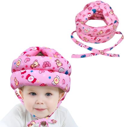 WUGO Baby Head Protector Cushion Cap for 6–36 Months | Soft Padded Baby Safety Head Protection Cap | Adjustable Chin Strap | Cute Printed Design