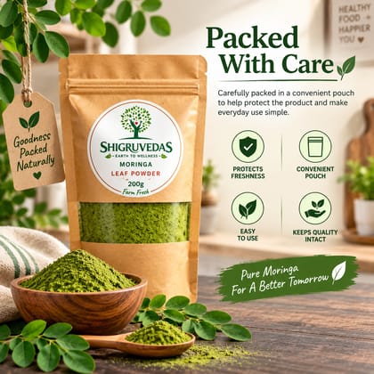 Shigruvedas Moringa Leaf Powder – 200 g | 100% Natural