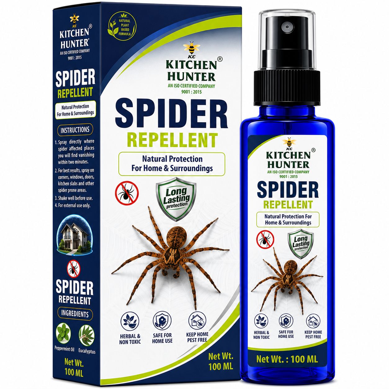 Kitchen Hunter Spider Repellent Spray 100ml for Walls, Corners & Storage Areas | Household Spray