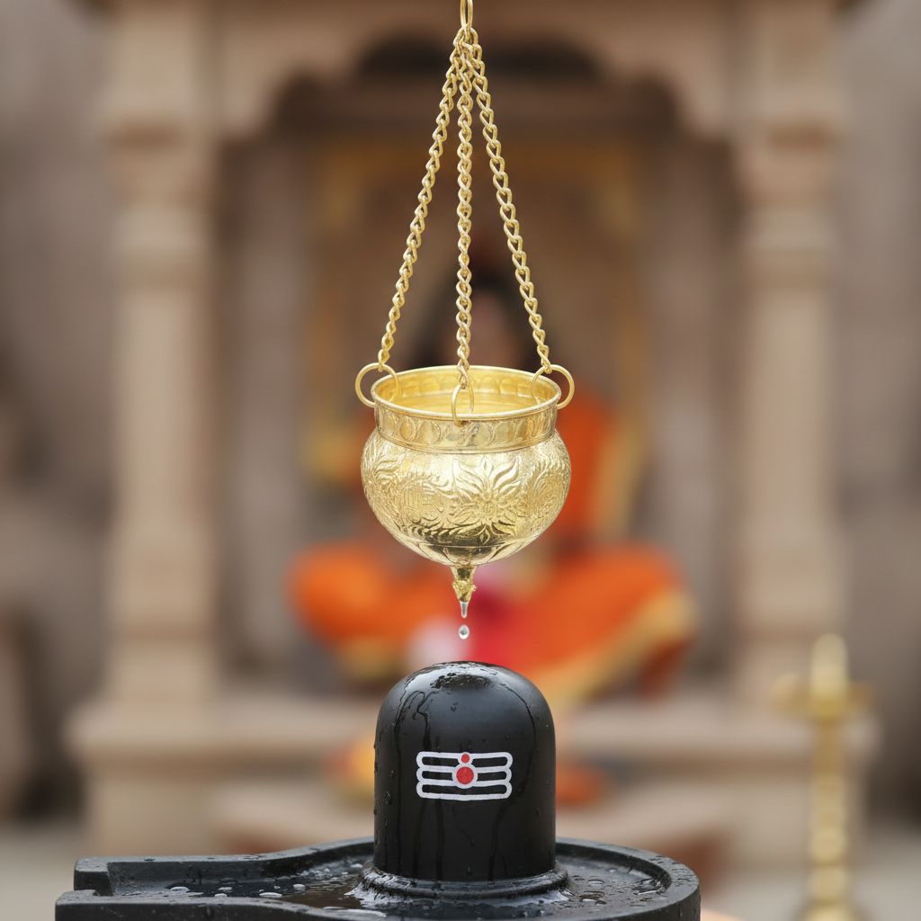 Brass Shiv Jaldhara | Shivling Abhishek Dhara Patra | Brass Mahadev Pooja Accessory, Height : 8.2 Inch (FMAS797 B)
