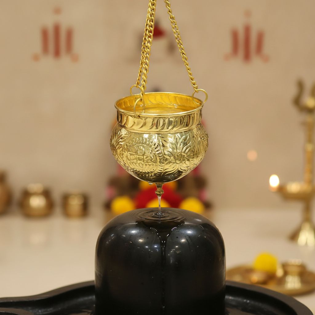 Brass Shiv Jaldhara | Shiv Dhara Patra | Brass Pooja Item for Shivling Abhishek, Height : 11 Inch (FMAS797 D)