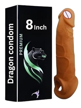 Con-dom Dragons For Men 8-inch for regular use | Ultra Soft | Long Lasted | Extra Pleasure | Extra size | Real Brown Big Size