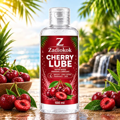 Zadiokok Cherry Flavour Water Based Personal Lubricant Gel | Smooth & Long Lasting Lube | 100 ml (Pack of 1)