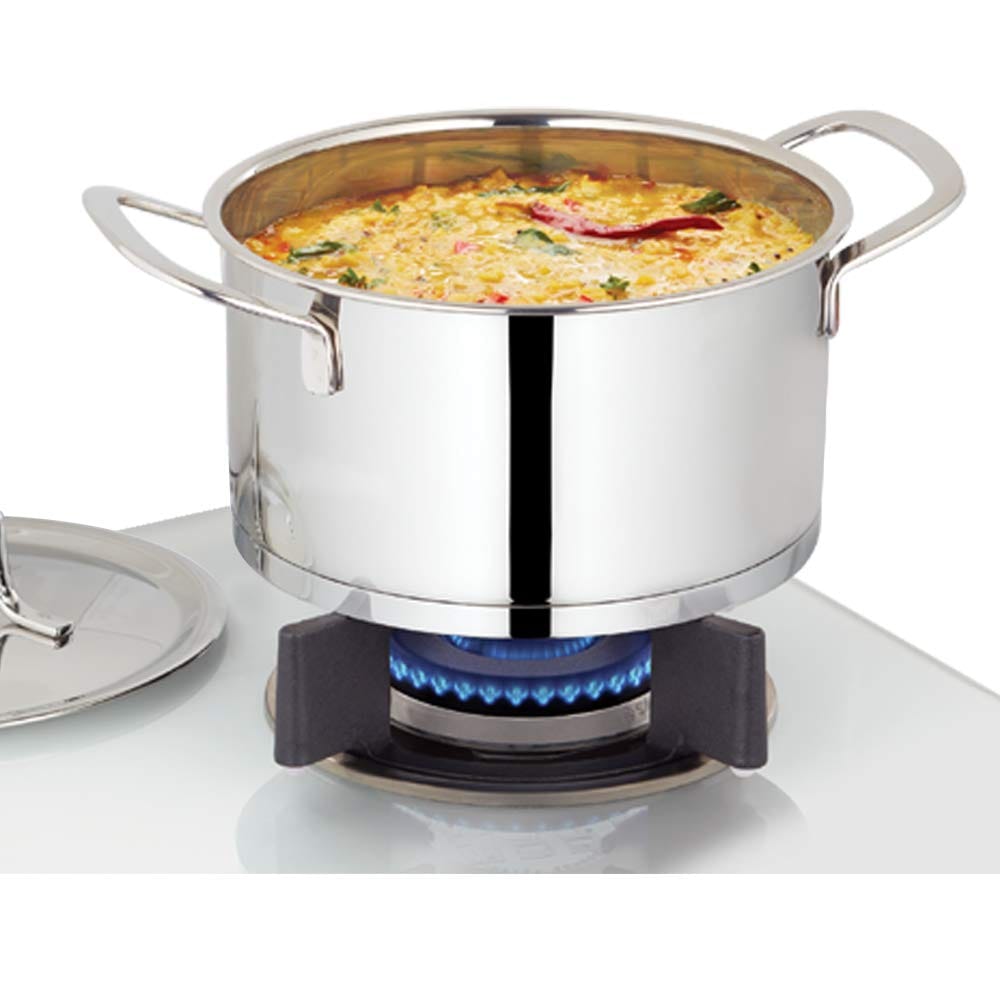 Borosil Stainless Steel Casserole, Impact Bonded Tri-Ply Bottom, 1.6 L, Silver