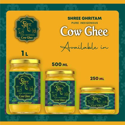 Desi Cow Ghee/ A2  Bilona Ghee - Shree Ghritam 250 g (Shree Ghritam 100% Organic A2 Cow Bilona Ghee - 250g) by SHREE MAHALAKSHMI PRODUCTS