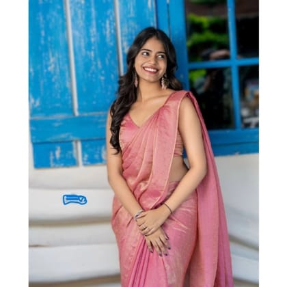 womens silk embroidred saree with unstitched blouse 5mtr pink pid62473